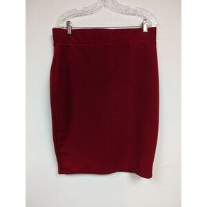 Olivia Blu Pencil Modest Skirt Size 1X Stretch Red